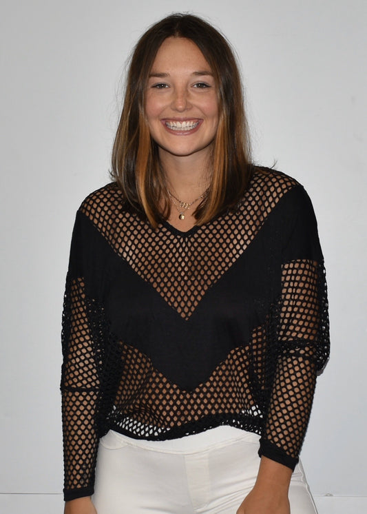 Black Mesh Top JT3307