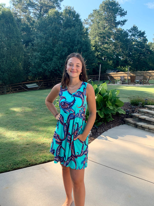 Blue Paisley Dress