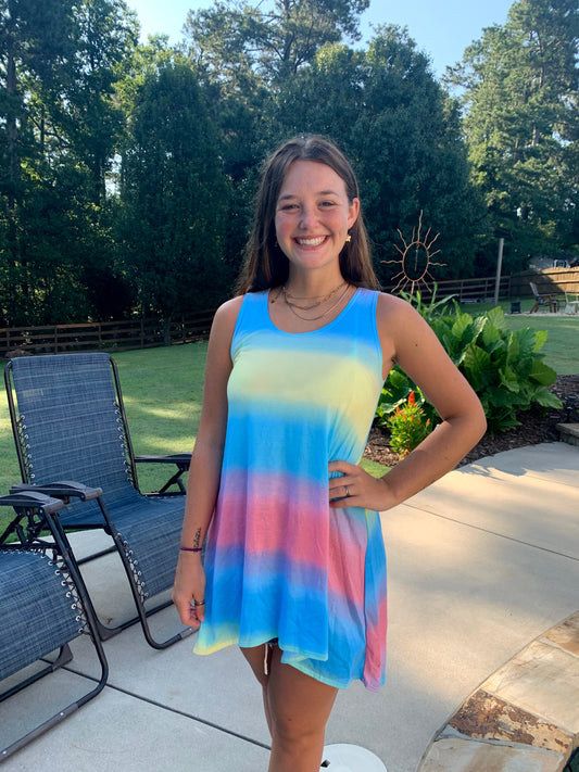 Multi Colored Stripped Tank Dress B3960