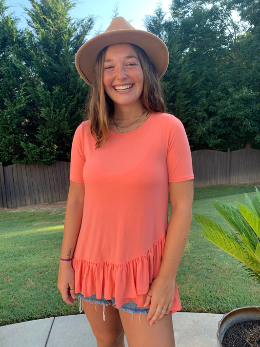 Orange Ruffle Tunic Top IT-7507AB