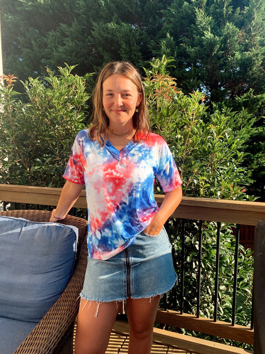 Pink and Blue Tie Dye Top B5180