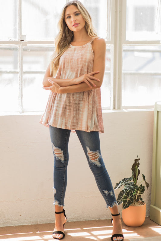 1871 Rust Tie Dye Halter Tunic