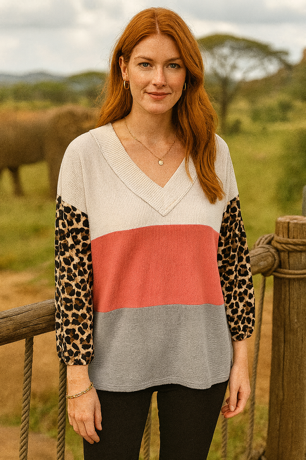 1214 Leopard Dusk Patchwork Long Sleeves