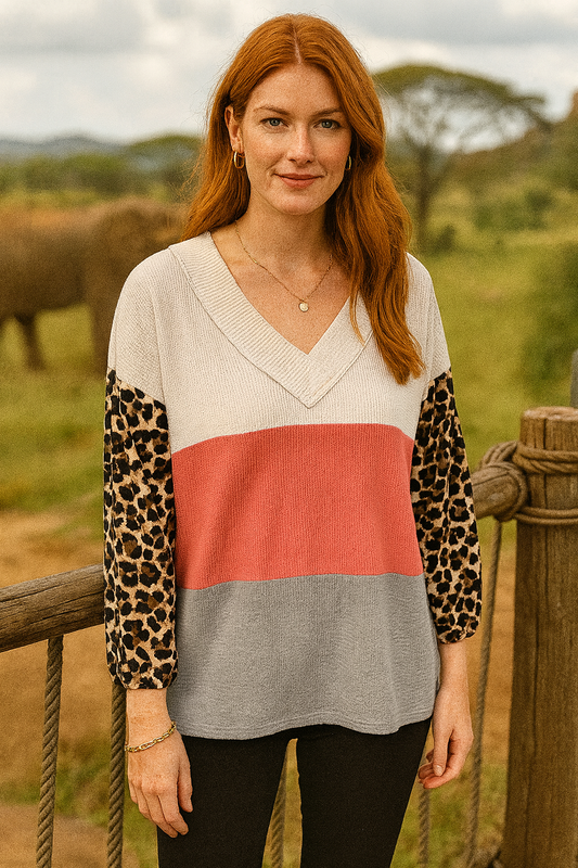 1214 Leopard Dusk Patchwork Long Sleeves