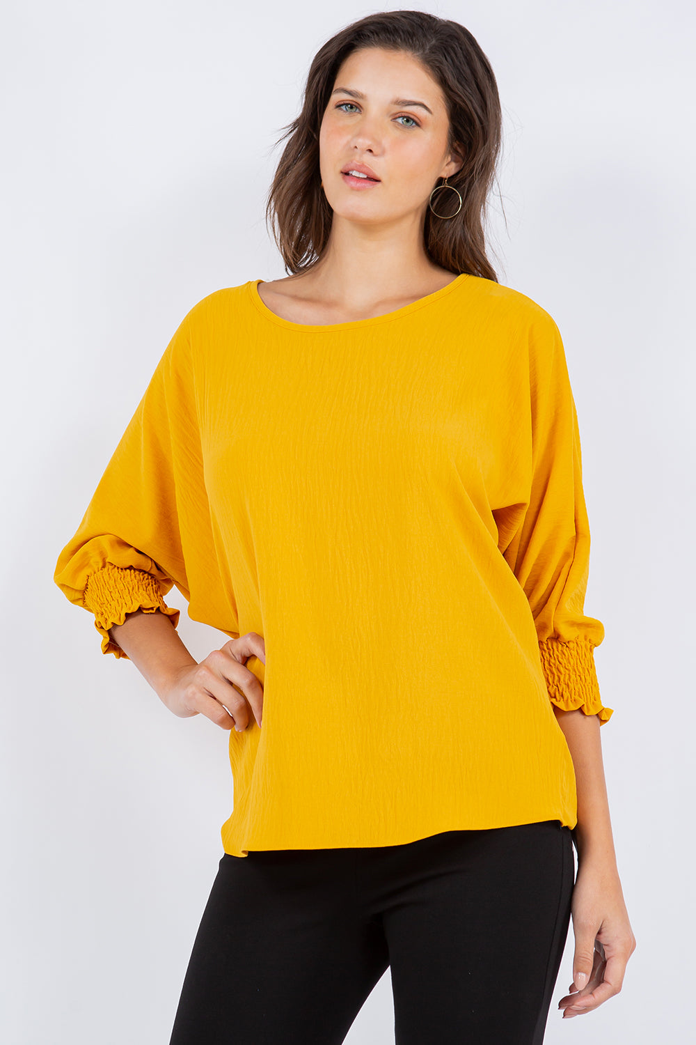 Style 5547 Honey Mustard Synch Sleeve Top in Air Flow Fabric