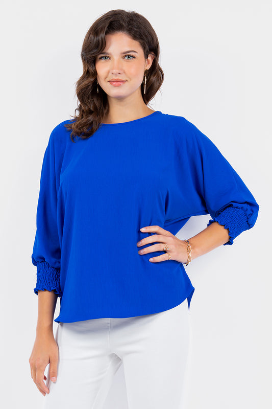 Style 5547 Royal Airflow Top with Shirring Cuff Plus