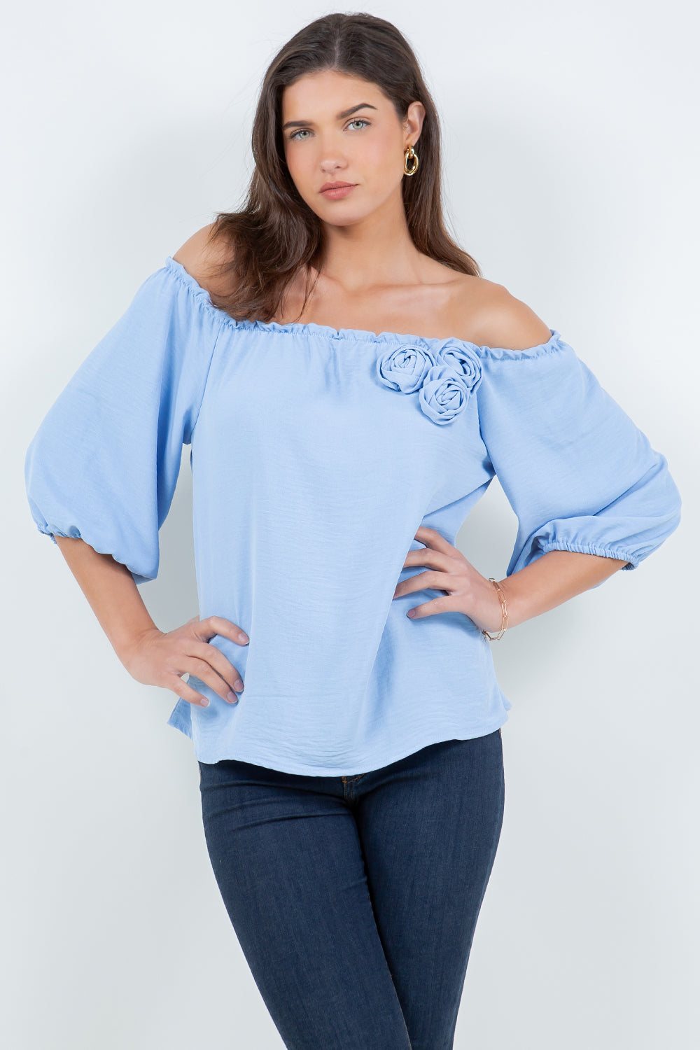 Style 5656 -6 Light Blue Airflow Flower Top