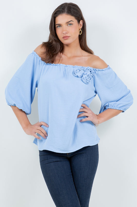 Style 5656 -6 Light Blue Airflow Flower Top