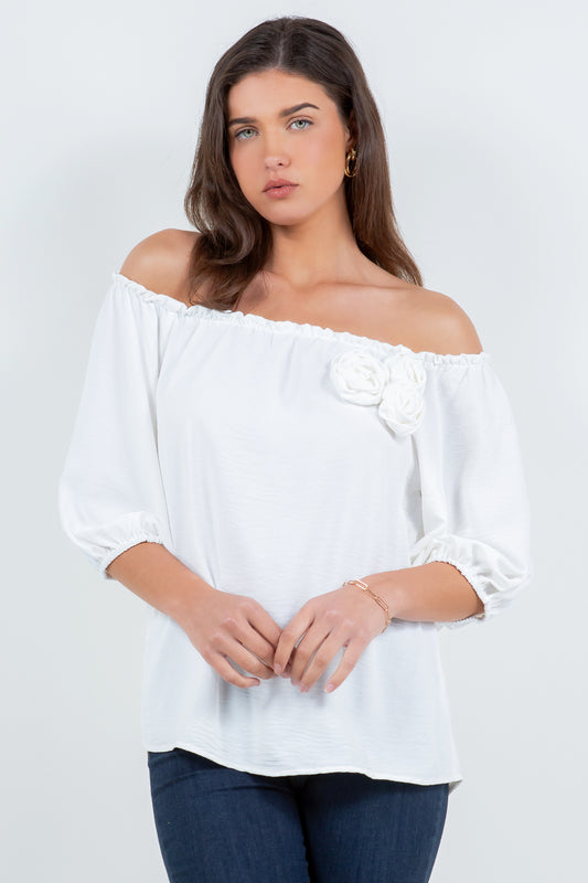 Style 5656-6 White Airflow Flower Top