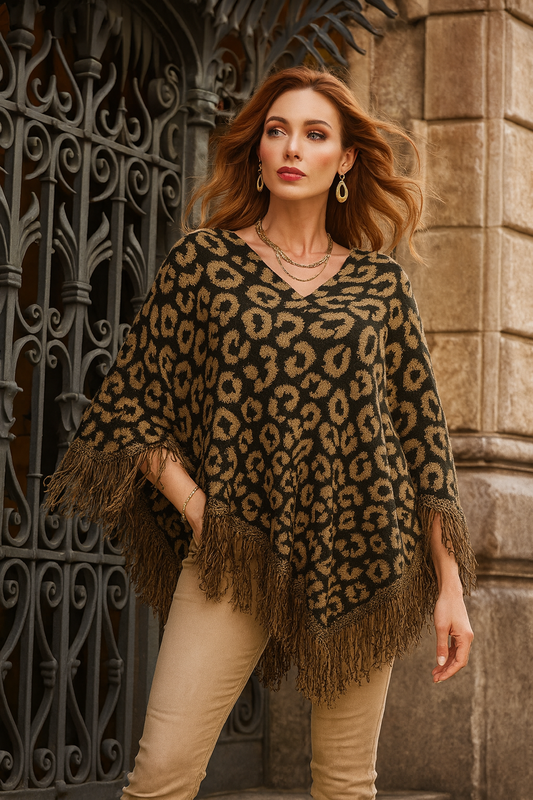 P66S Mocha Leopard Allure Poncho