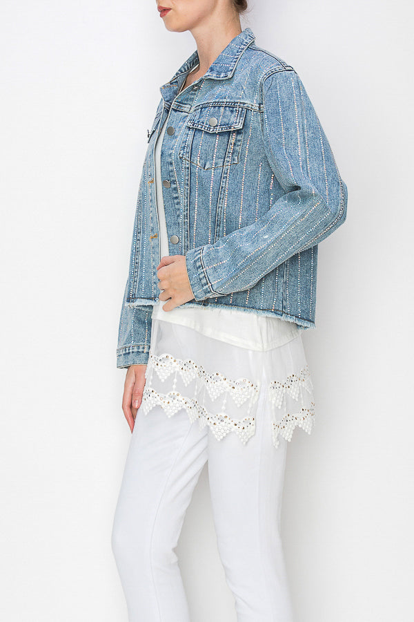 Style 5430 Denim Blue Hot Fix Detail Jacket