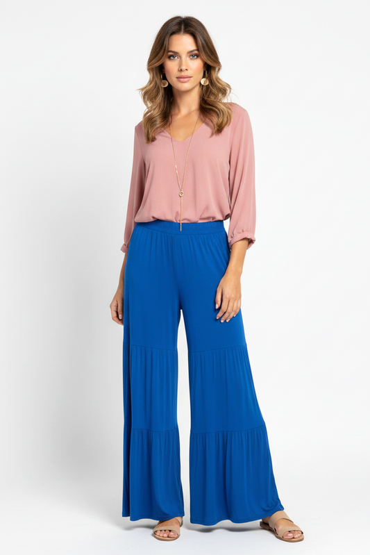 5613 Royal Blue Boho Tiered Pants