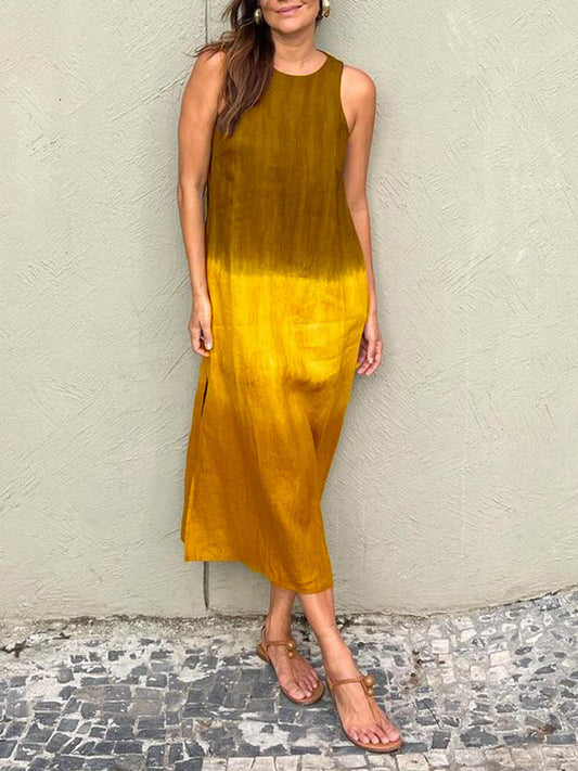 Style 024 Yellow Ombre Tank Linen Dress