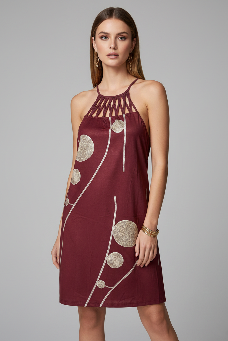 0045 Burgundy Wine Dress
