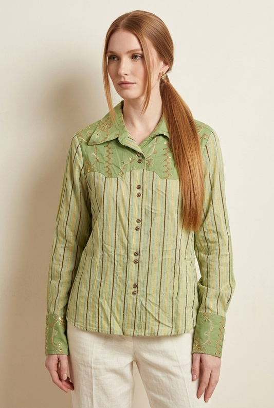 7475 Green Rodeo Chic Button-Up