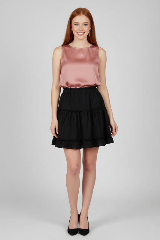 1265 Classic Black Ruffle Tiered Skirt