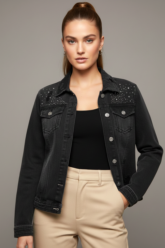 14988-1 Stardust Black Denim Jacket