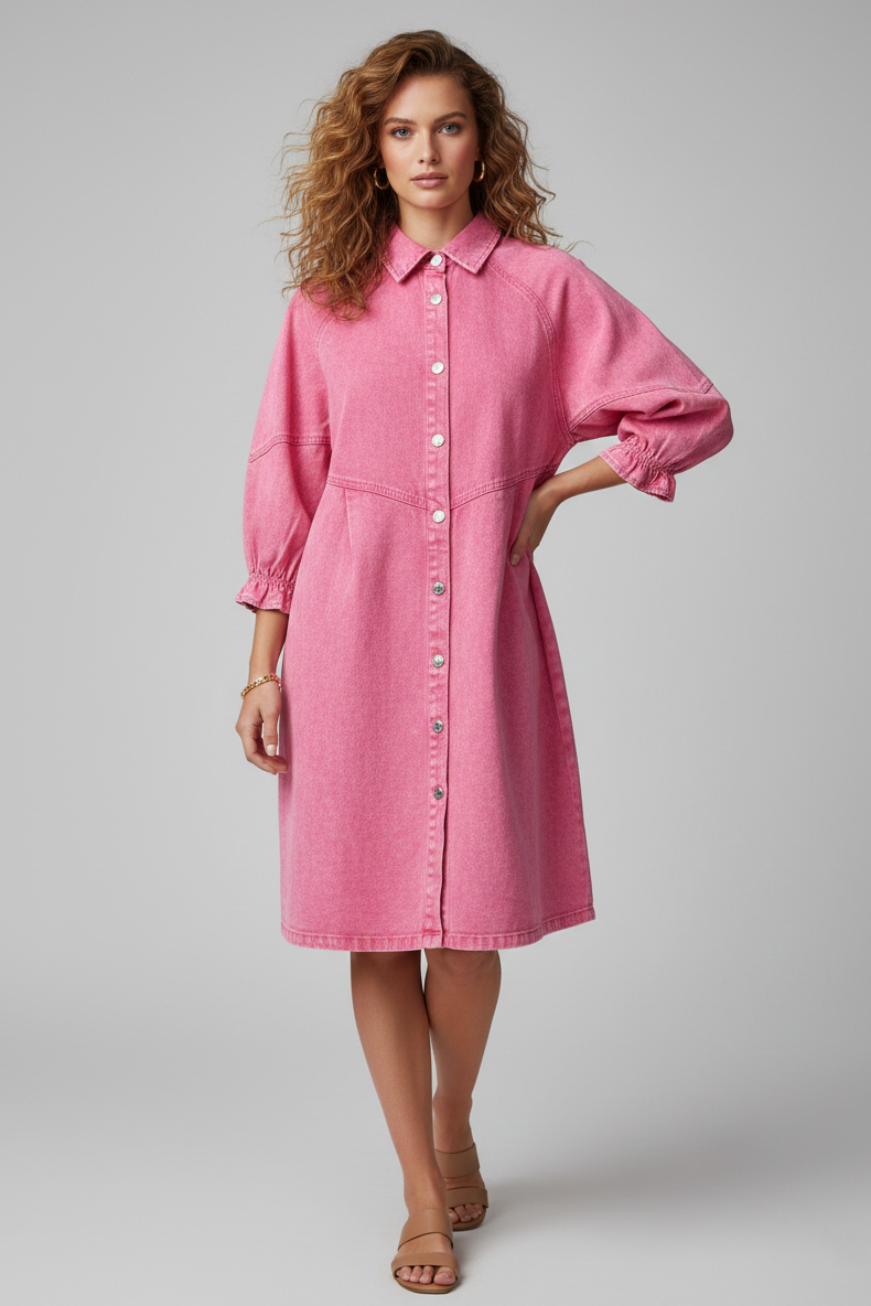 162 Washed Rose Denim Dress