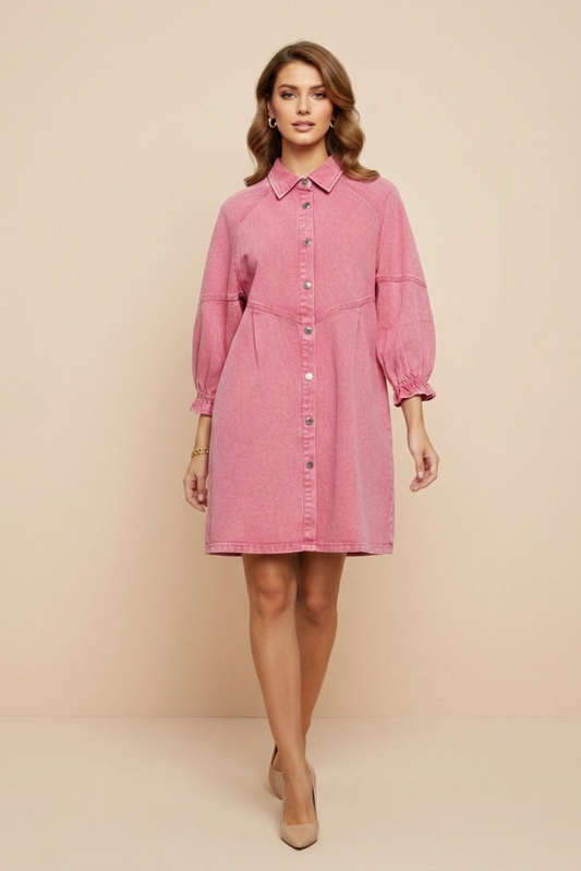 162 Washed Rose Denim Dress
