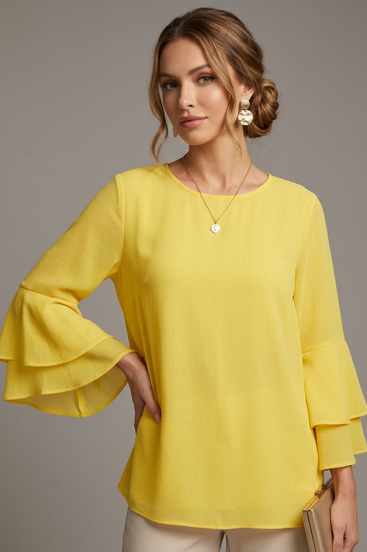1974 Sunshine Glow Yellow Bell Sleeve Blouse