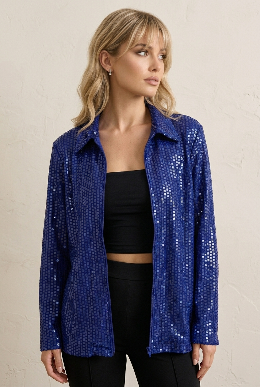 2496 Royal Blue Shimmer Zip Jacket