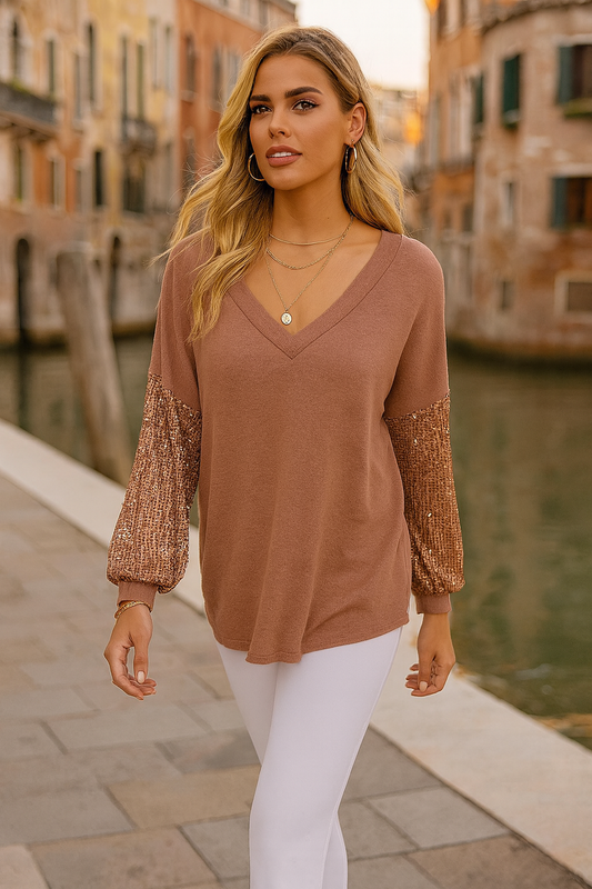 2869 Copper Glow V-Neck Long Sleeve