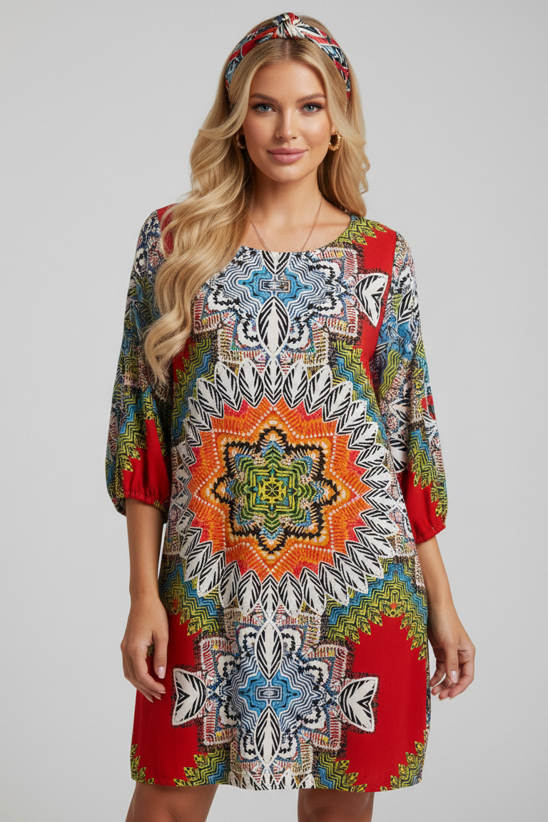 3048 Red Chromatic Bloom Dress