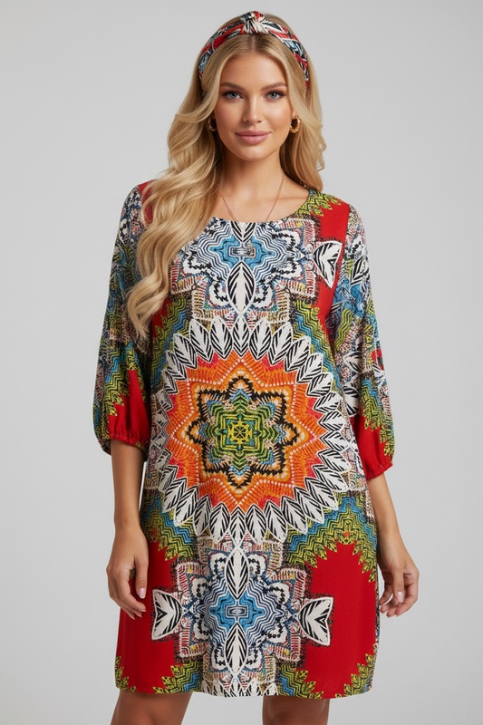 3048 Red Chromatic Bloom Dress