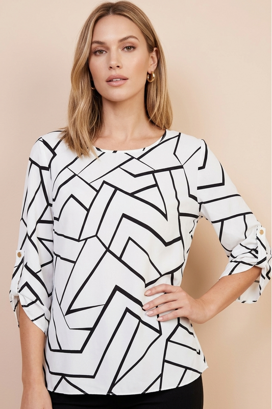 360 Abstract Black & White Top