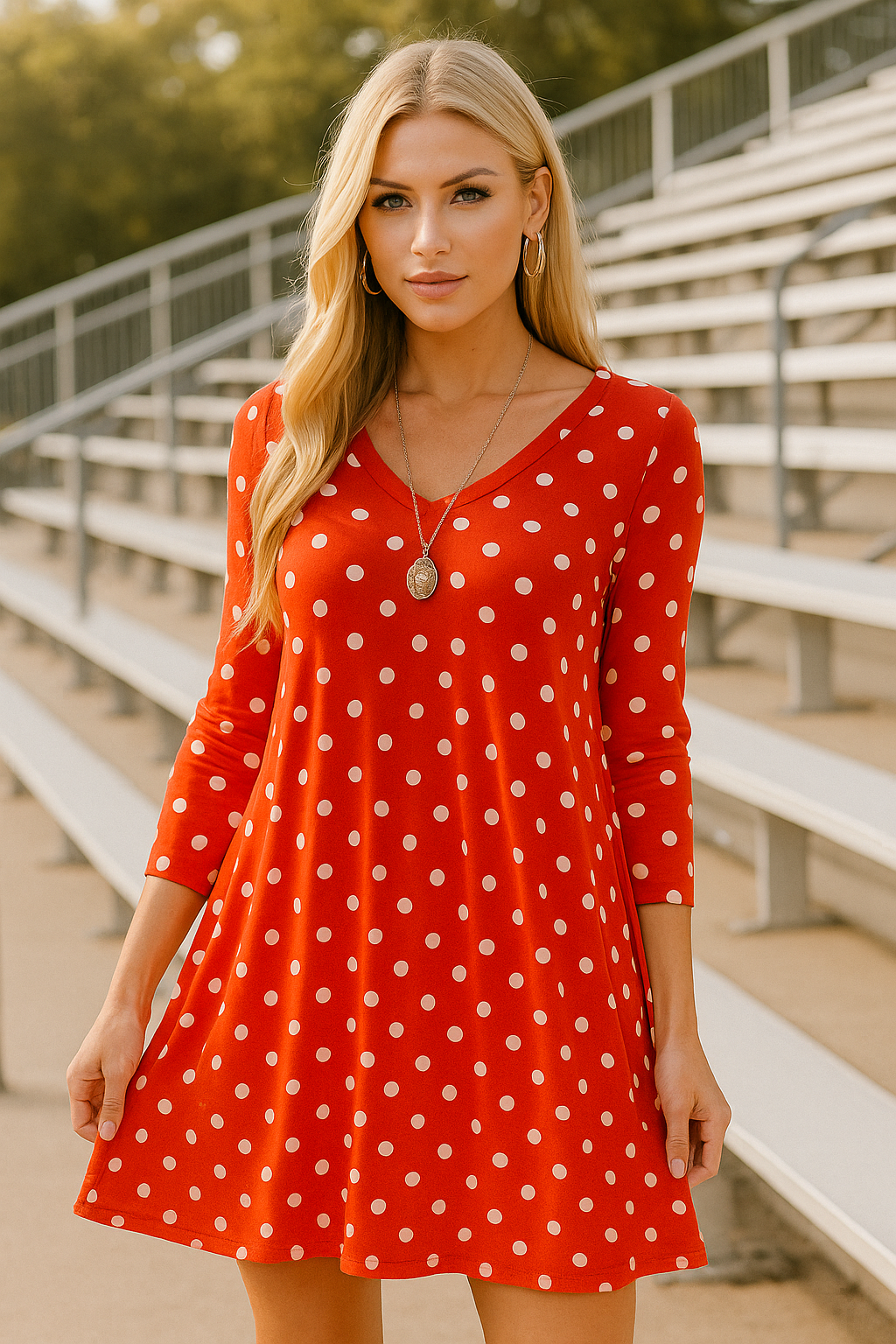 39717 Orange Pop Polka Dress