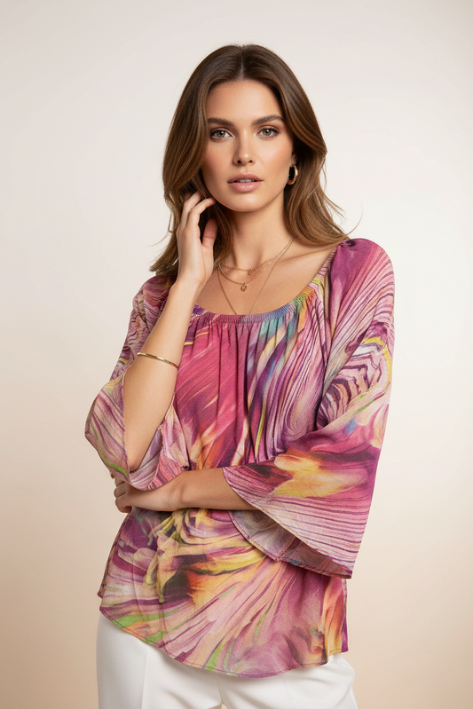 511 Bohemian Bloom Abstract Blouse