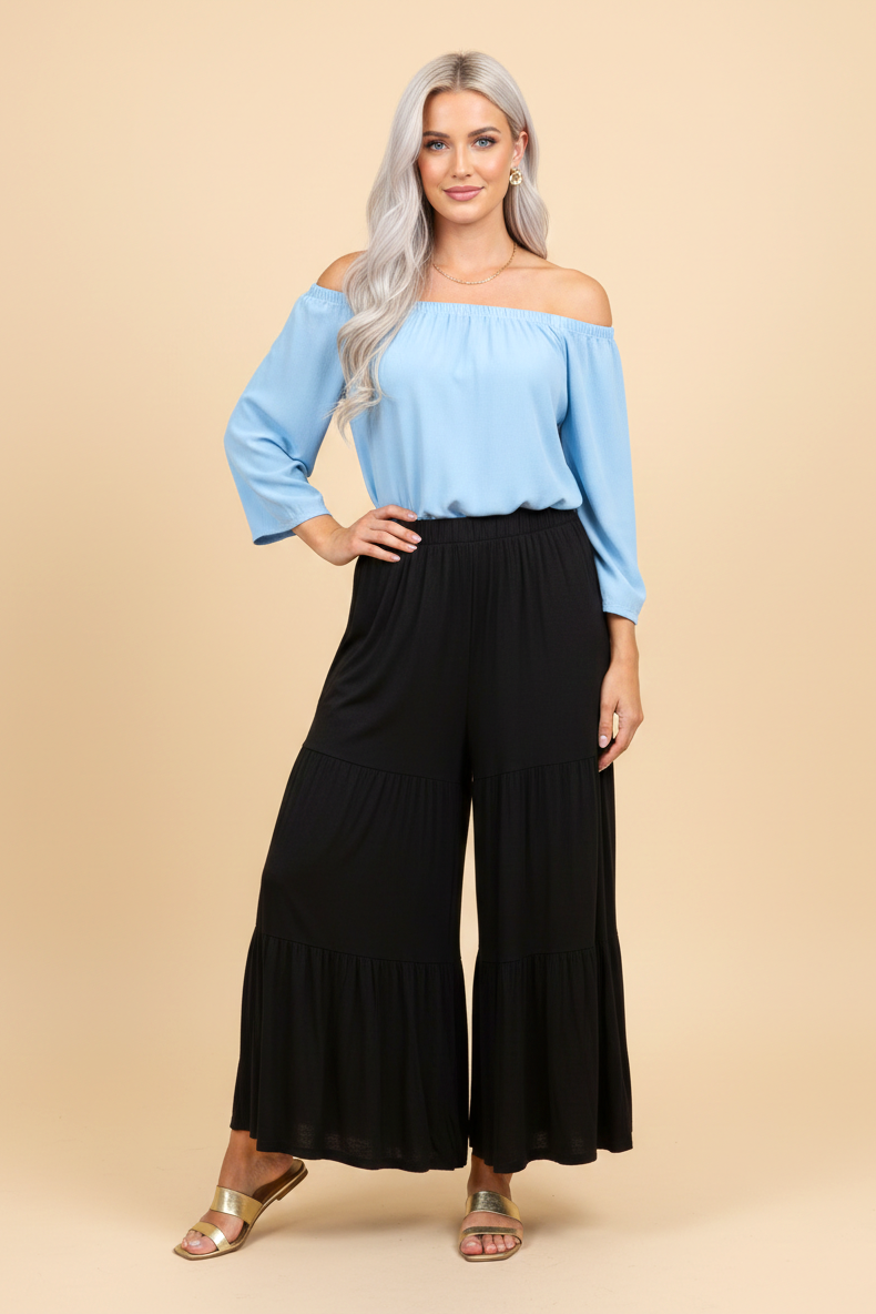 5613 Classic Black Boho Tiered Pants