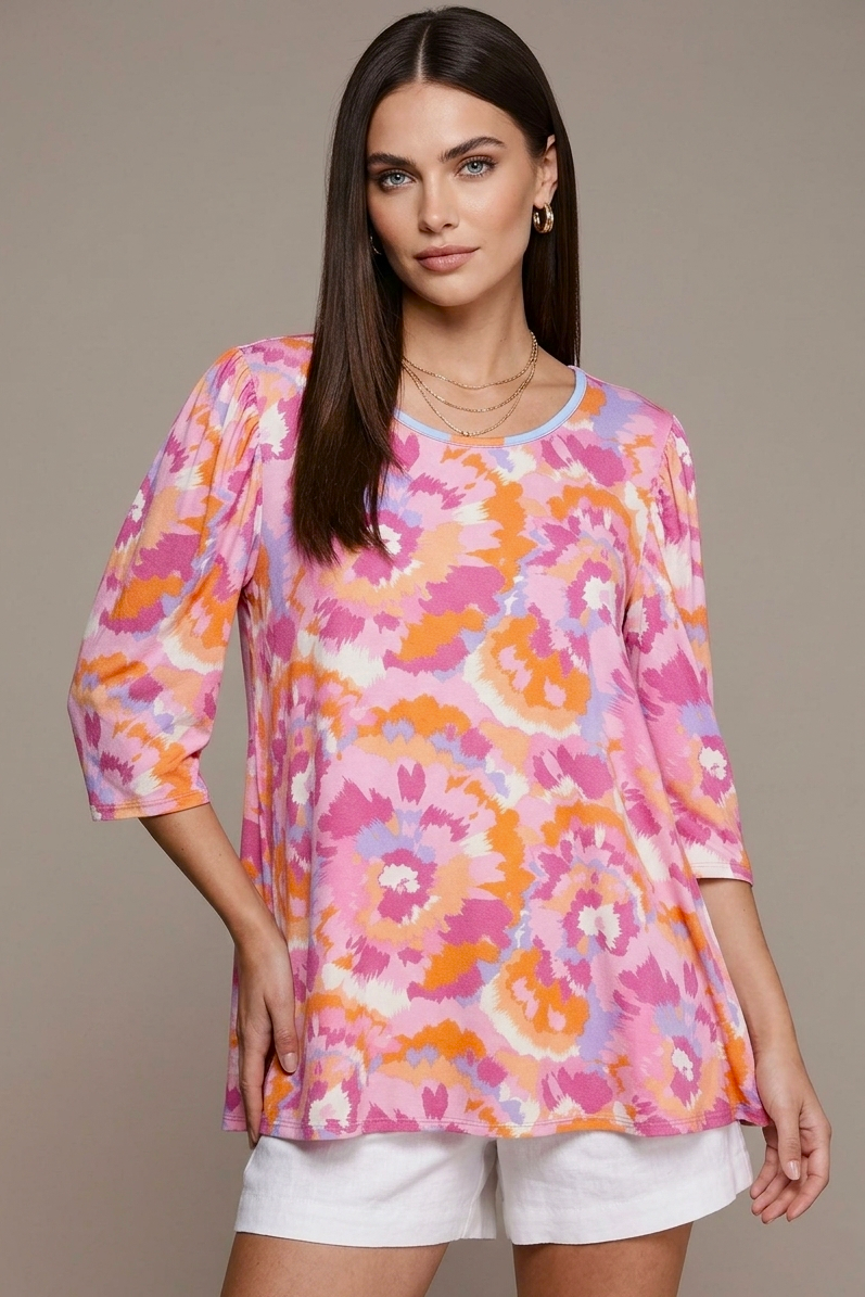 5745 Pink Sunset Floral Top