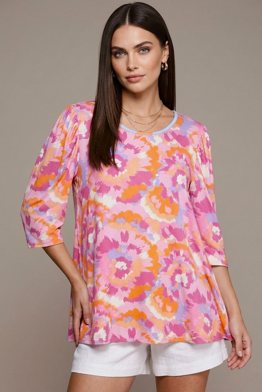 5745 Pink Sunset Floral Top
