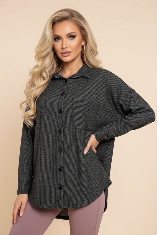 7153 Button-Up Black Long Sleeve