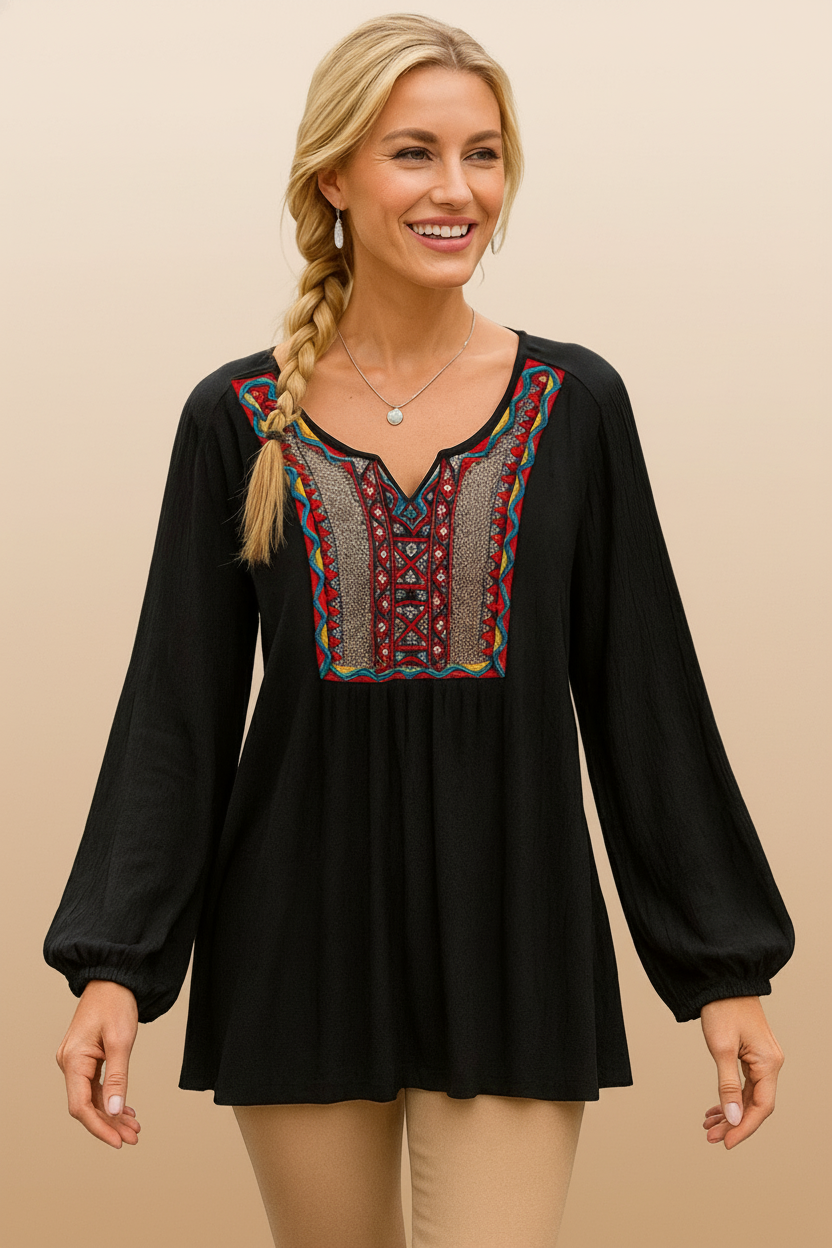 93771 Boho Embroidered Blouse