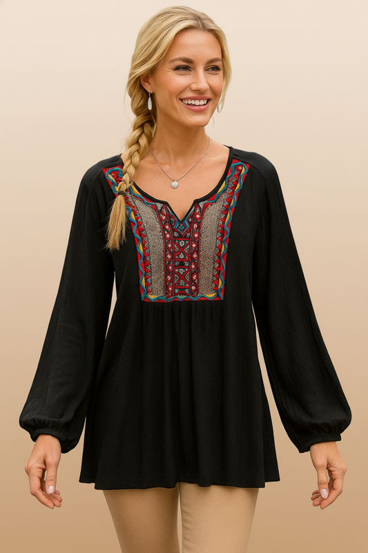 93771 Boho Embroidered Blouse