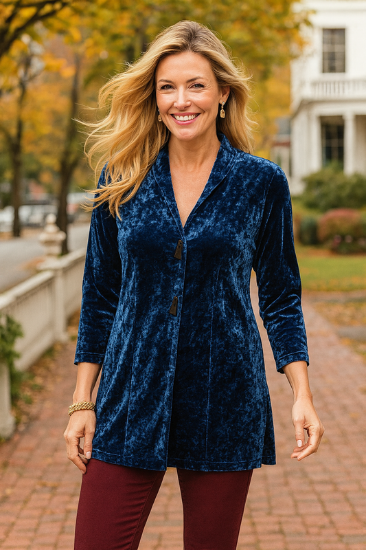 470 Velvet Sapphire Open-Front Jacket