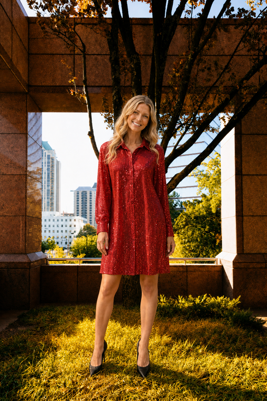 030 Scarlet Enchantress Sequin Dress