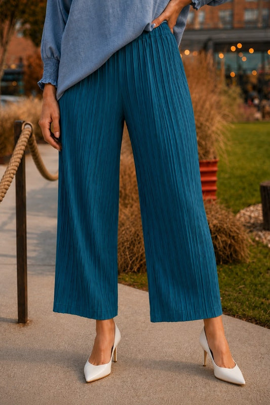 901 Crystal Blue Pleated Pants
