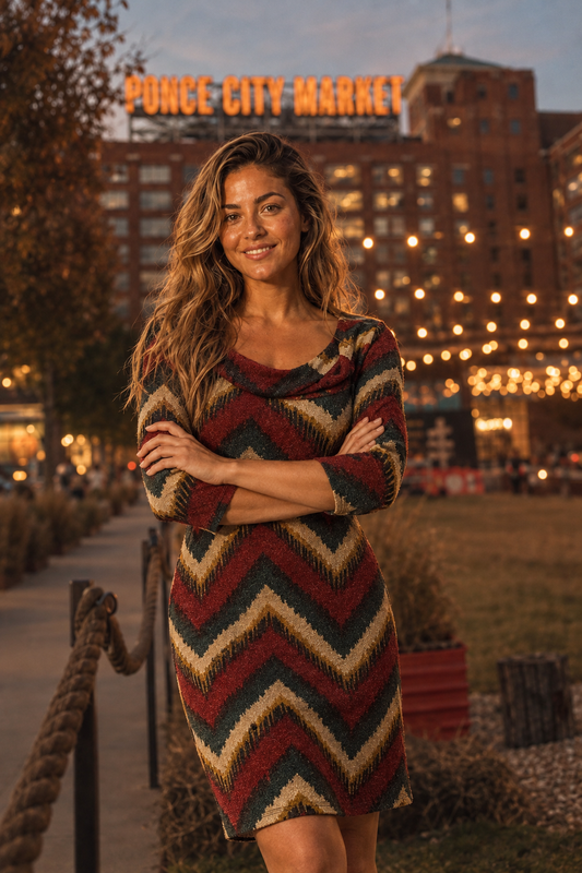 1119S Chevron Sunburst Boho Dress