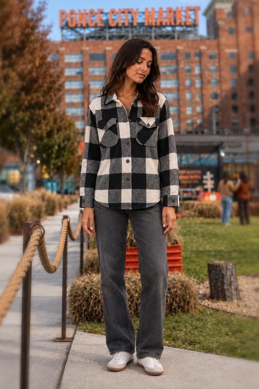 80032 Black & White Plaid Shacket