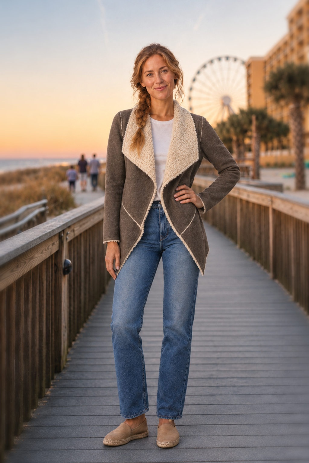 10397 Mocha Faux Suede Jacket with Shearling Lining