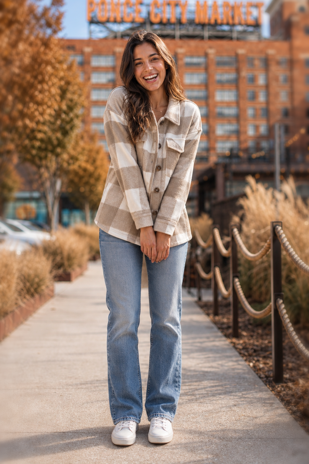 80032 Espresso Brown & White Plaid Shacket