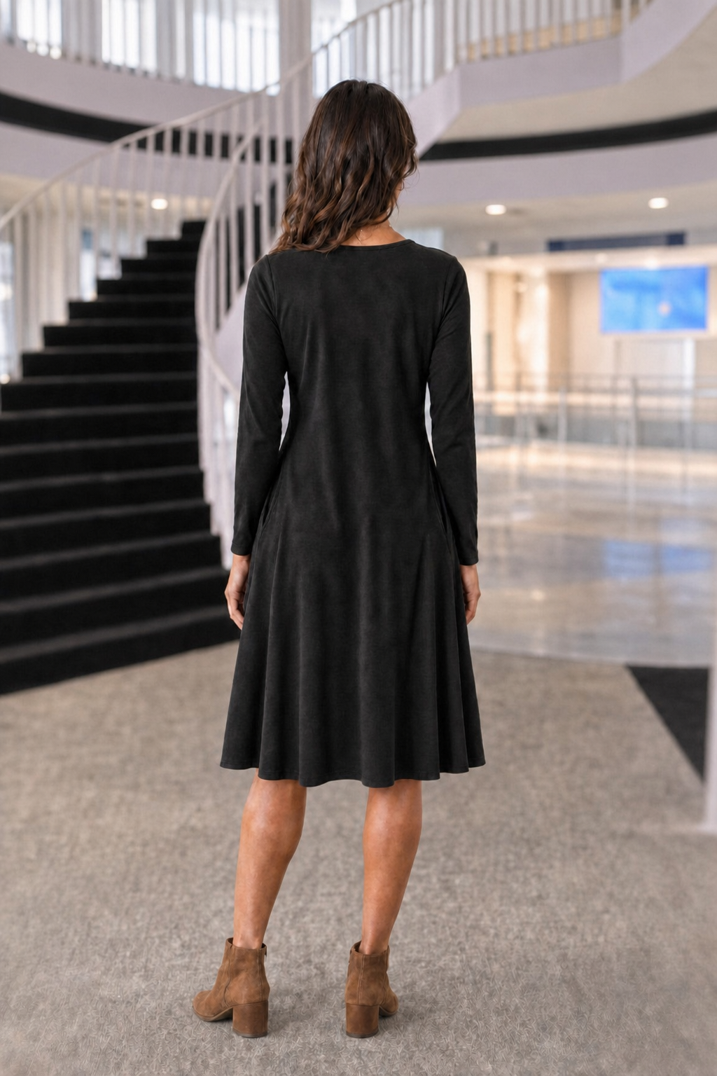 RD-9497AB Black Swing Pocket Dress