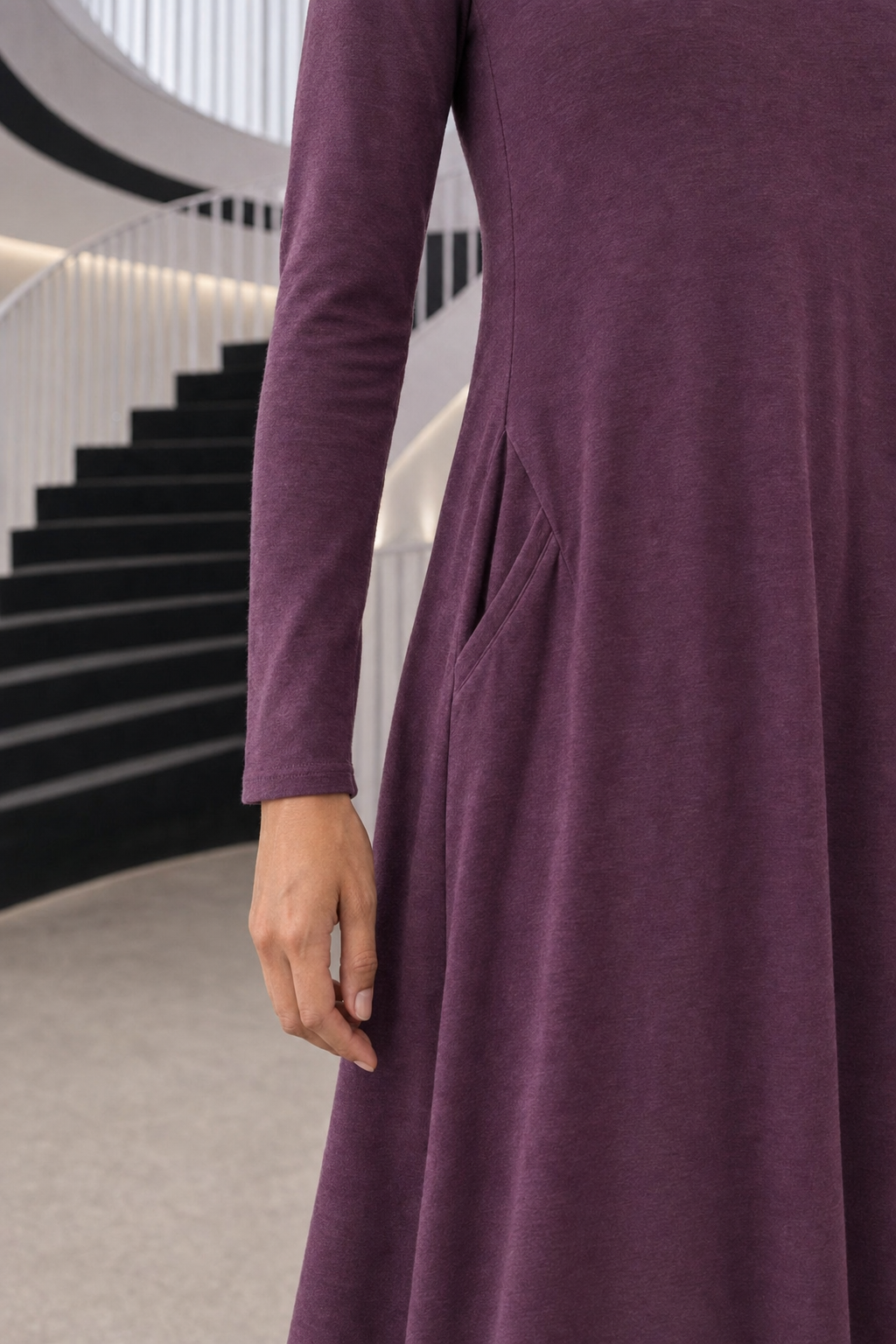 RD-9497AB Purple Swing Pocket Dress — Pockets detail