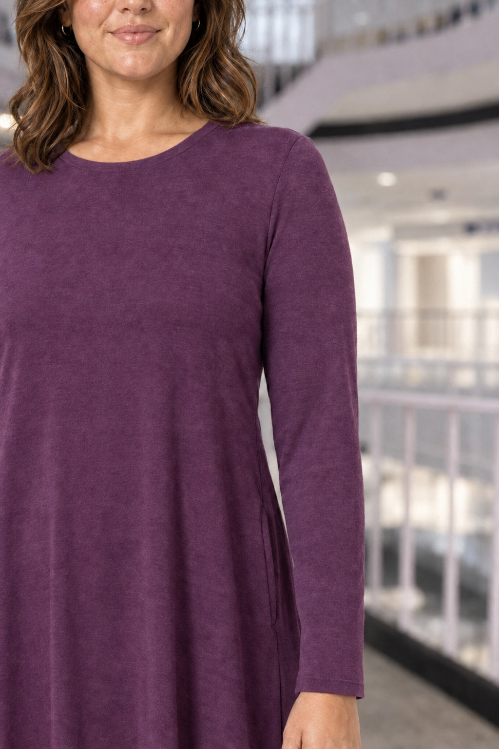 RD-9497AB Purple Swing Pocket Dress Plus — Sleeves detail