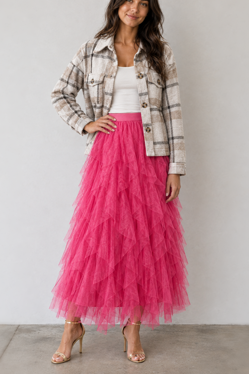 9011 Pink Paradise Tulle Maxi Skirt