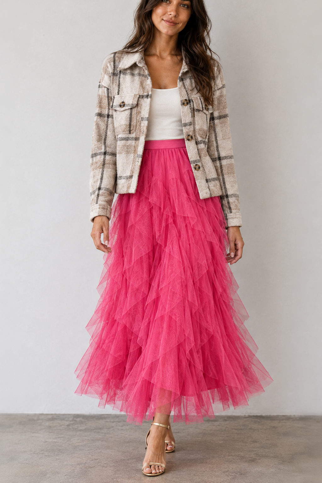 9011 Pink Paradise Tulle Maxi Skirt