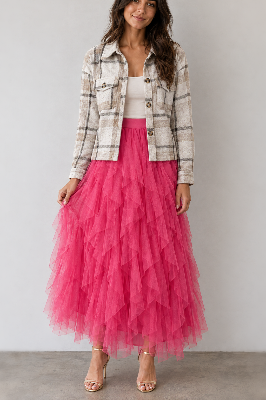 9011 Pink Paradise Tulle Maxi Skirt